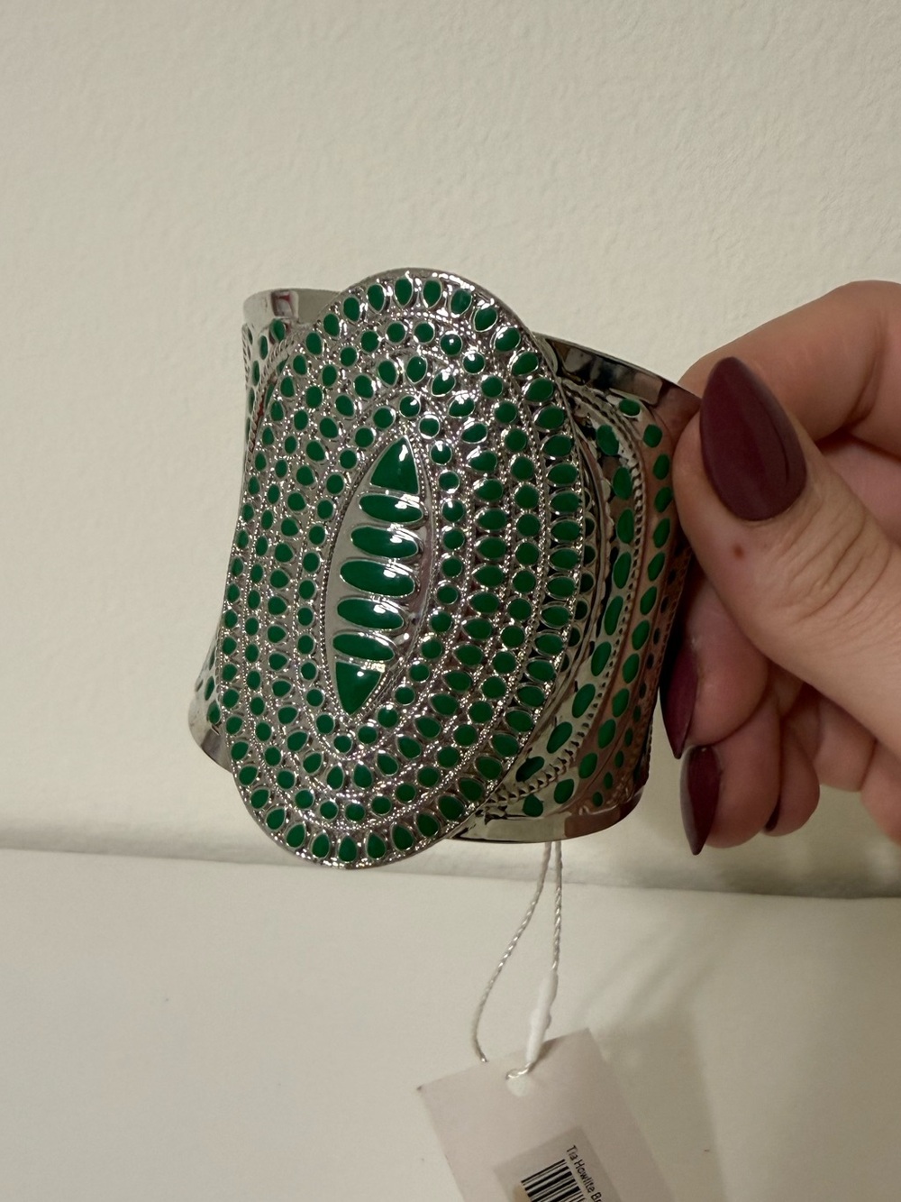Sassy Jones Silver Bracelet with Green Enamel Accents